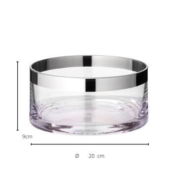 Bol Bol décoratif grain, verre cristal soufflé à la bouche avec rebord en platine, diamètre 20 cm 3