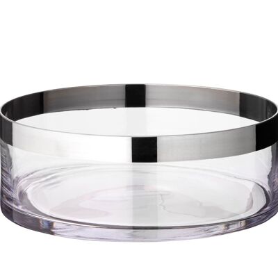 Bowl Decorative bowl grit, hand-blown crystal glass with platinum rim, diameter 25 cm