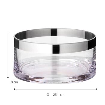 Bol Bol décoratif grain, verre cristal soufflé à la bouche avec bord en platine, diamètre 25 cm 3