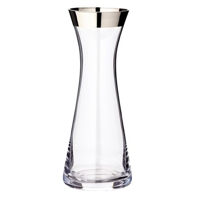 Caraffa Hendrik, vetro cristallo soffiato a bocca con bordo platino, H 27 cm, ø 11 cm, capacità 0,8 litri