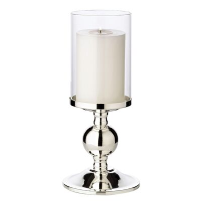 Candelabro Bamboo, elegante plateado, resistente al desgaste, con cristal, altura 28,5 cm