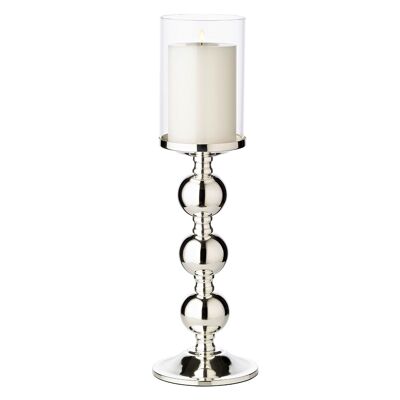Candlestick Bamboo, elegant silver-plated, tarnish-proof, with glass, height 43 cm