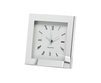 Horloge de table motel, argentée, résistante au ternissement, 12,5 x 12,5 cm 1