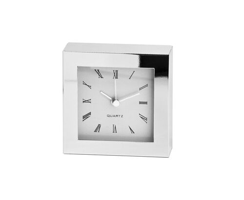 Uhr Tischuhr Standuhr Bates, edel versilbert, anlaufgeschützt, 10 x 10 cm