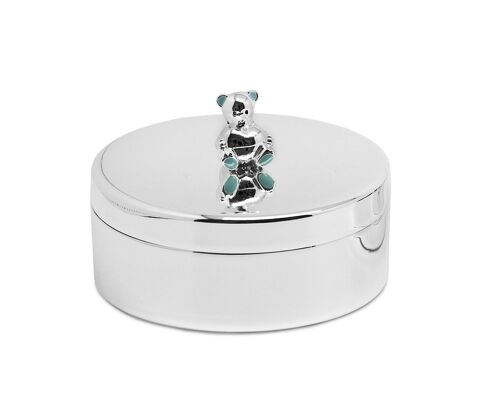 Zahndose Schmuckdose Papa Bär, edel versilbert, anlaufgeschützt, Höhe 4 cm, Durchmesser 9 cm