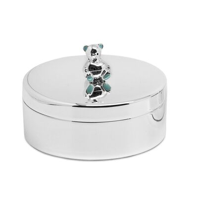 Tooth box jewelry box Papa Bear, silver-plated, tarnish-resistant, height 4 cm, diameter 9 cm