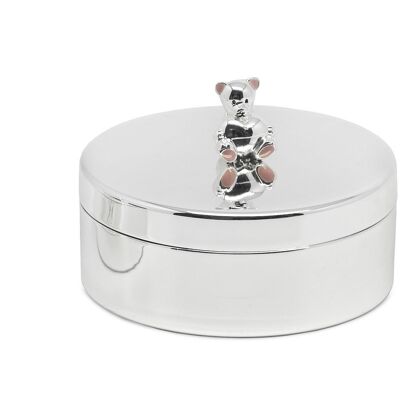Tooth box jewelery box Mama Bear, noble silver-plated, tarnish-resistant, height 4 cm, diameter 9 cm