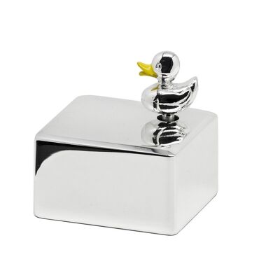 Music box, duck jukebox, silver-plated, tarnish-resistant, 5x6 cm, melody "Guten Abend Gute Nacht"