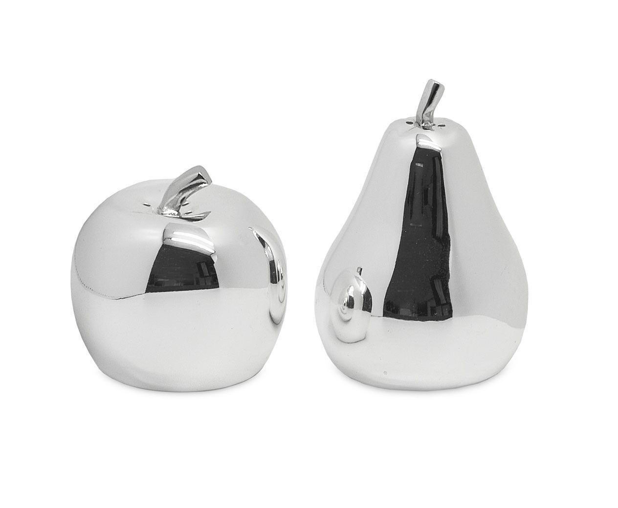 Salz- und Pfefferstreuer Apfel & Birne, edel versilbert, anlaufgeschützt, Höhe 6 cm und 4 cm