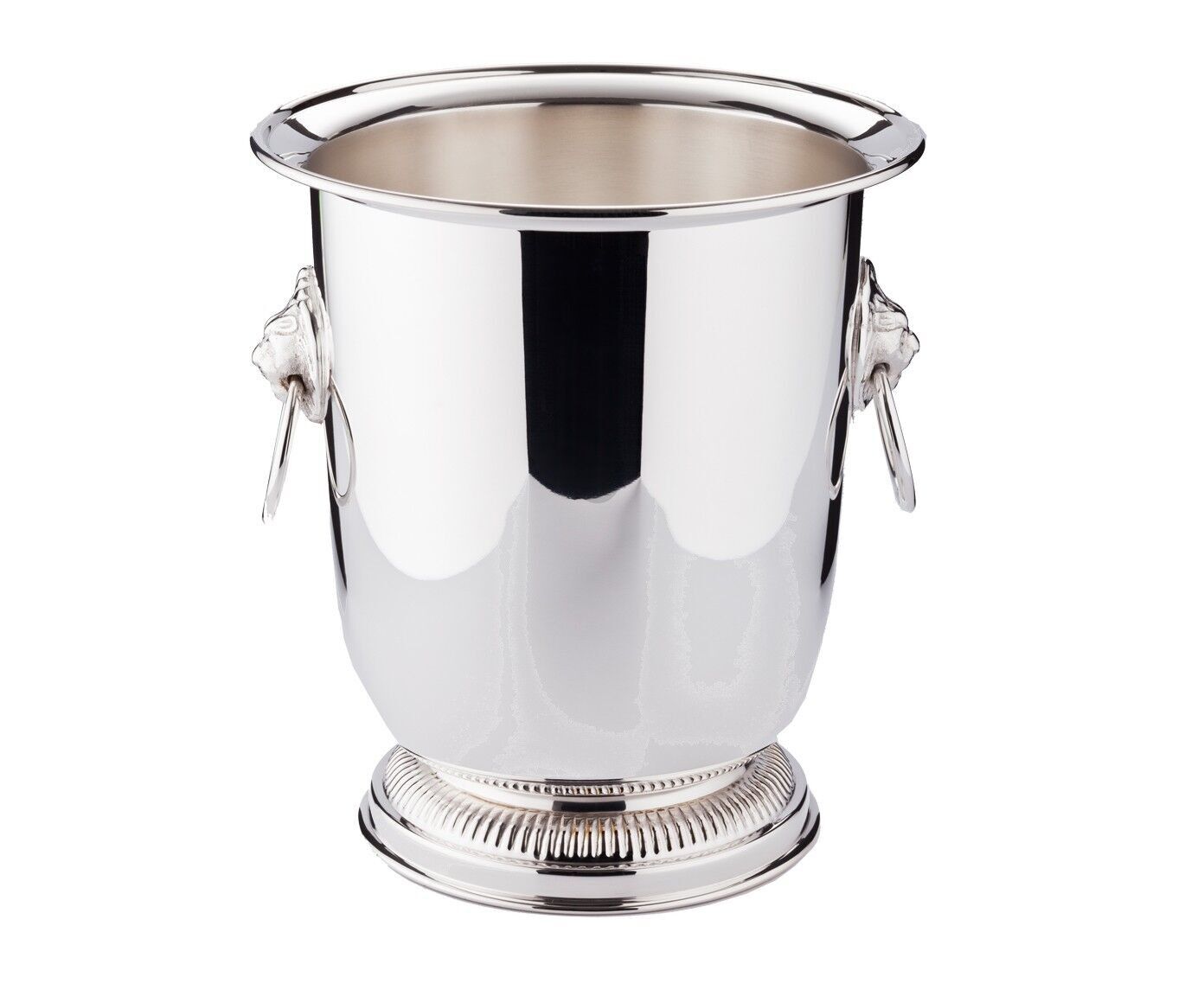 Flaschenkühler Lion mit Griffen an Löwenköpfen, schwerversilbert, Höhe 24 cm, Durchmesser 21 cm