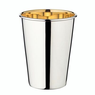 Vaso para beber Vaso plateado Salta, plateado grueso, interior dorado (latón pulido), altura 12 cm
