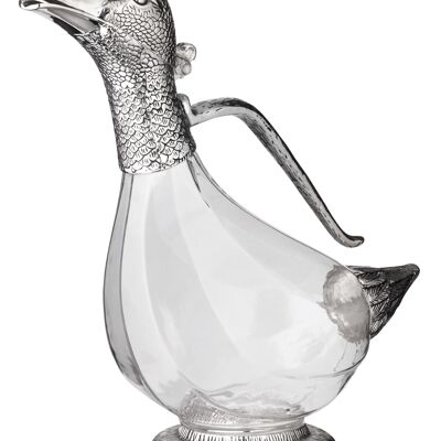 Pato decantador Garrafa Daisy, elementos nobles plateados, altura 26 cm, capacidad 0,9 litros