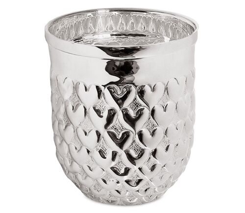 Silberbecher Trinkbecher Becher Vase Herz, schwerversilbert, Höhe 10 cm, Füllmenge 0,30 Liter