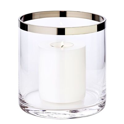 Windlicht Molly, mundgeblasenes Kristallglas mit Platinrand, Höhe 15 cm, Durchmesser 15 cm