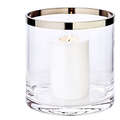 Lantern Molly, hand-blown crystal glass with platinum rim, height 18 cm, diameter 18 cm