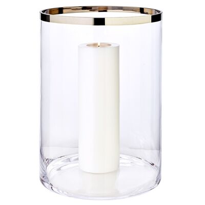 Lanterne Molly, verre en cristal soufflé à la bouche avec bord en platine, hauteur 39 cm, diamètre 29 cm