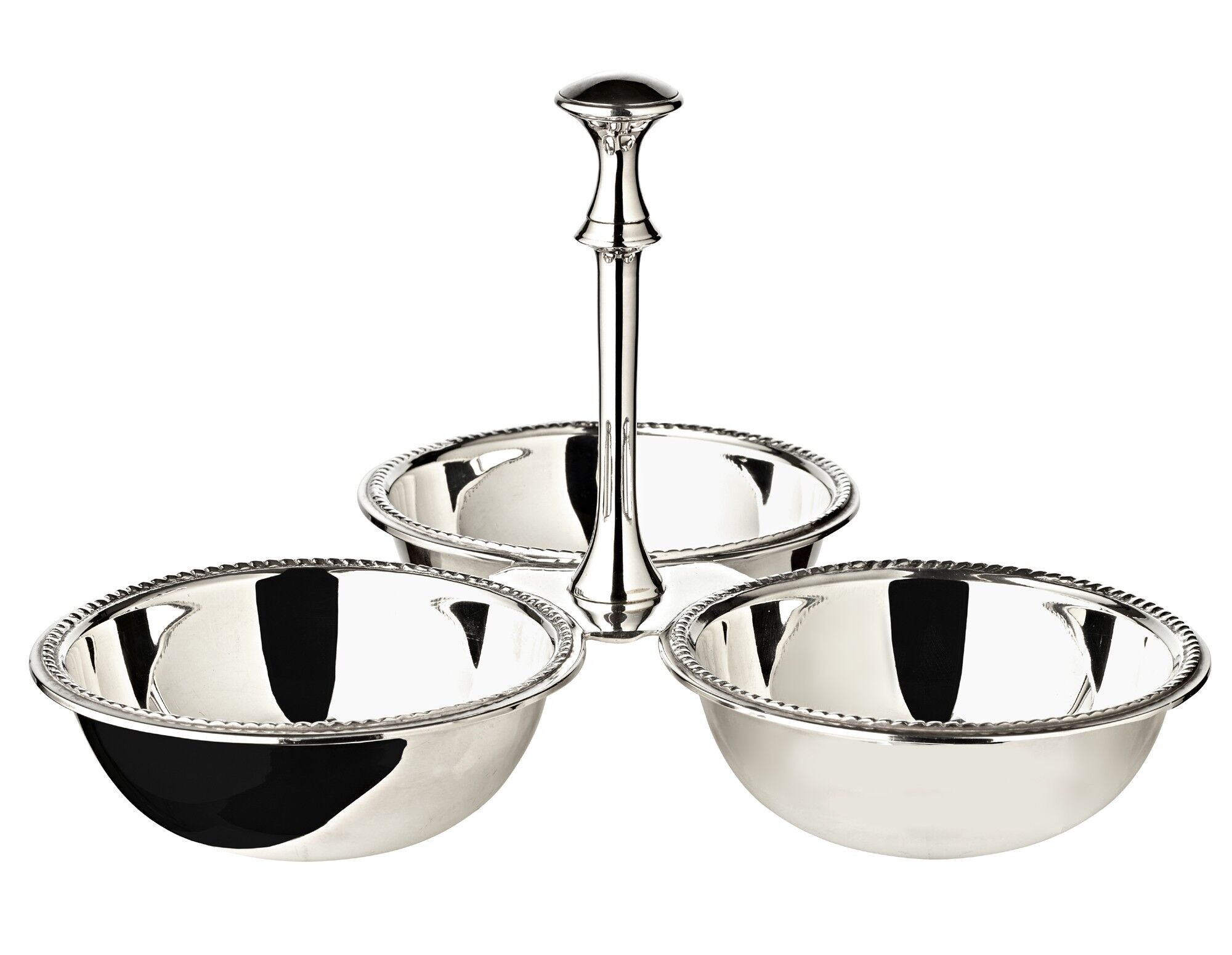 Triplettschale Dreifachschale Snackschale Perla, schwerversilbert, Durchmesser 21 cm