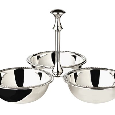 Triplet bowl Triple bowl Perla snack bowl, silver-plated, diameter 21 cm