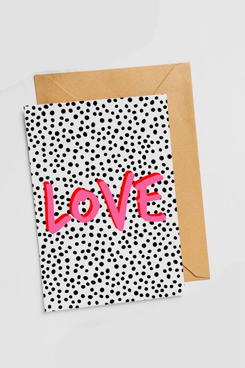 Love Pink Polka Dot Greeting Card - Single Card