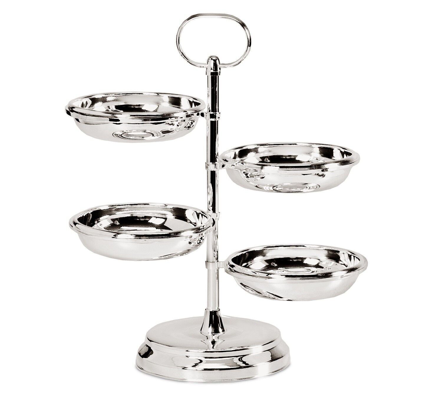 Ständer mit 4 Schalen Schälchen Snackschalen Ido, edel versilbert, Höhe 29 cm