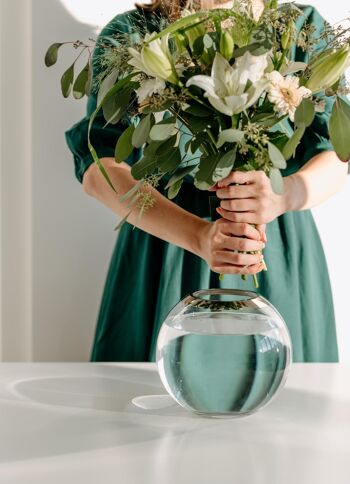 Vase, vase boule Mirinde, verre cristal soufflé à la bouche avec rebord en platine, H 18 cm, ø 20 cm, ouverture ø 10 cm 2