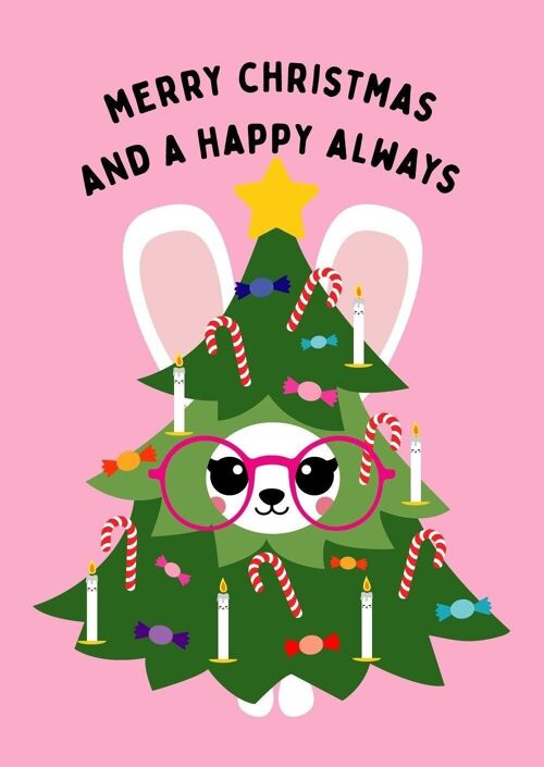 Christmas card christmas tree bunny