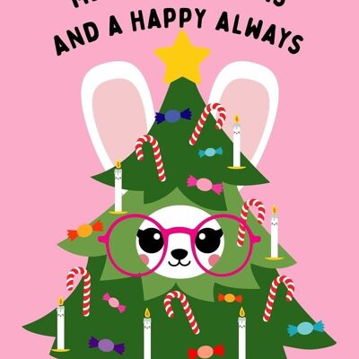 Weihnachtskarte Weihnachtsbaum Hase