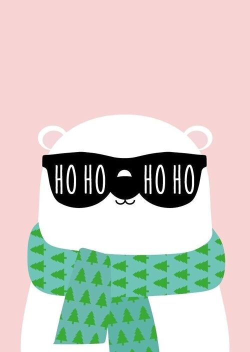 Christmas card bear ho ho ho