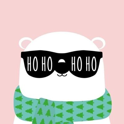 Christmas card bear ho ho ho