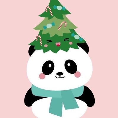 Carte de Noël panda
