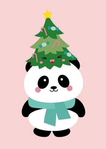 Carte de Noël panda 1