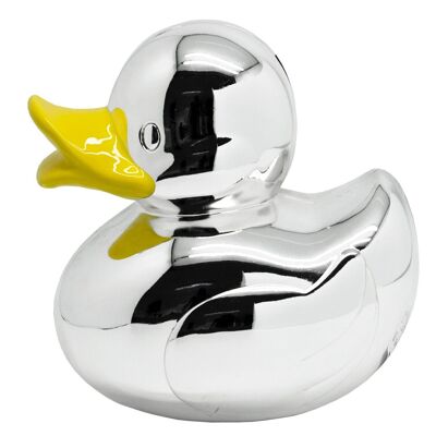 Hucha hucha pato, plateada, resistente al deslustre, altura 11 cm