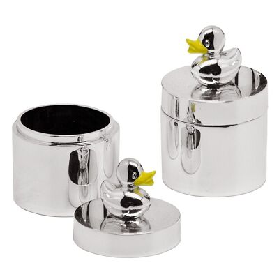 Set of 2 tooth boxes jewelry boxes duck, height 5 cm, noble silver-plated, tarnish-resistant