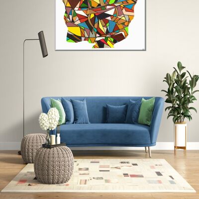 Abstrakt 1-39-5 Geometrischer Kubismus Farbe Kunst 60x60 cm.
