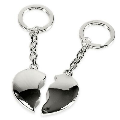 SALE Keychain Broken Heart, 2-part, silver-plated, tarnish-resistant, length 10 cm