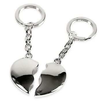 VENTE Porte-clés Broken Heart, en 2 parties, argenté, résistant au ternissement, longueur 10 cm 1