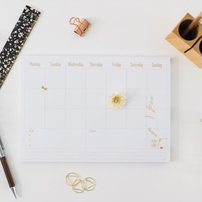 Desk pad, weekly planner, 128.S. , Gold