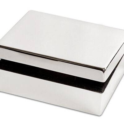 Portagioie Java con coperchio incernierato, 8 x 10 cm, altezza 4 cm, placcato argento, antiappannamento