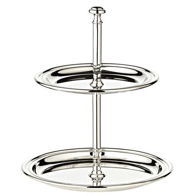 Cake stand thread (height 16 cm, 2 tiers), round, silver-plated, tarnish-proof