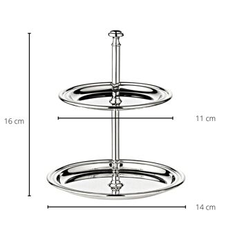 Filetage pour présentoir à gâteaux (hauteur 16 cm, 2 niveaux), rond, argenté, anti-ternissement 3