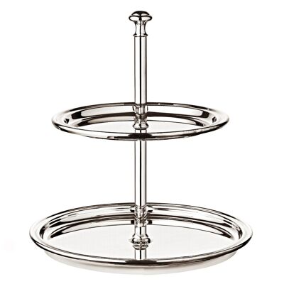 Cake stand thread (height 22 cm, 2 tiers), round, silver-plated, tarnish-proof