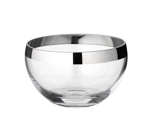 Schale Dekoschale Ella, mundgeblasenes Kristallglas mit Platinrand, Durchmesser 14 cm