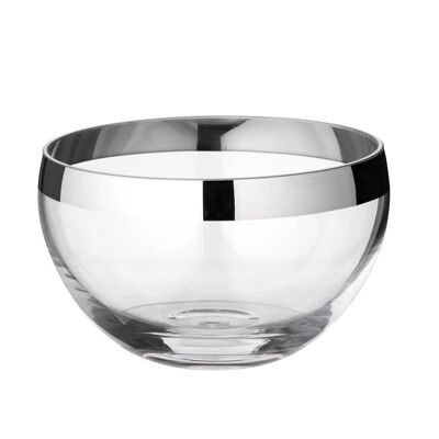 Schale Dekoschale Ella, mundgeblasenes Kristallglas mit Platinrand, Durchmesser 14 cm