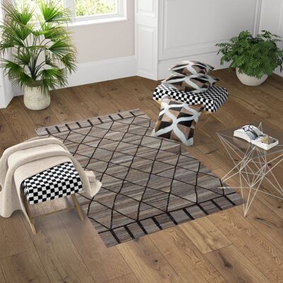 Tapis Kilim en ciment brun Ariana