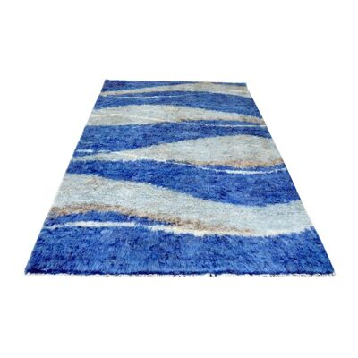 Marokkanischer blauer weißer flauschiger weicher Teppich