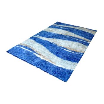 Tapis doux marocain bleu blanc moelleux 2