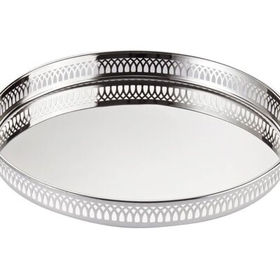 Tray gallery tray serving tray Delphi, round, noble silver-plated, diameter 30 cm