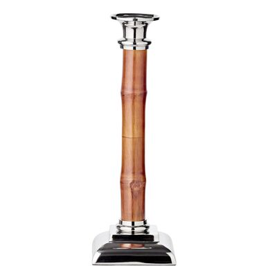 Candlestick Candlestick Holm with bamboo shaft, stainless steel shiny nickel-plated, height 30 cm