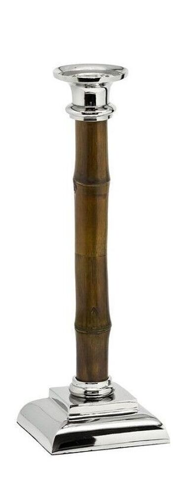 Bougeoir Bougeoir Holm avec tige en bambou, acier inoxydable nickelé brillant, hauteur 36 cm 5