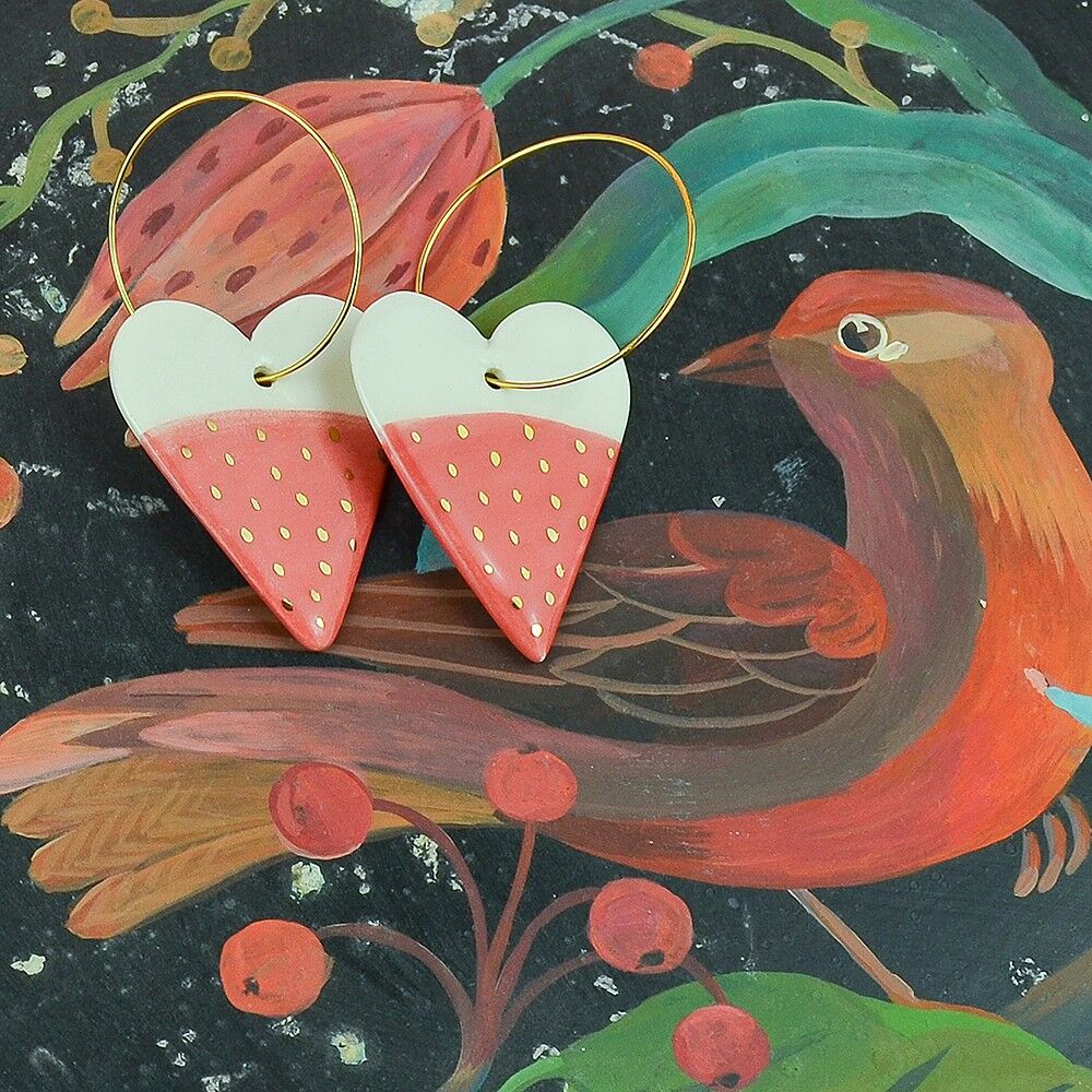 Orecchini a cerchio alla fragola